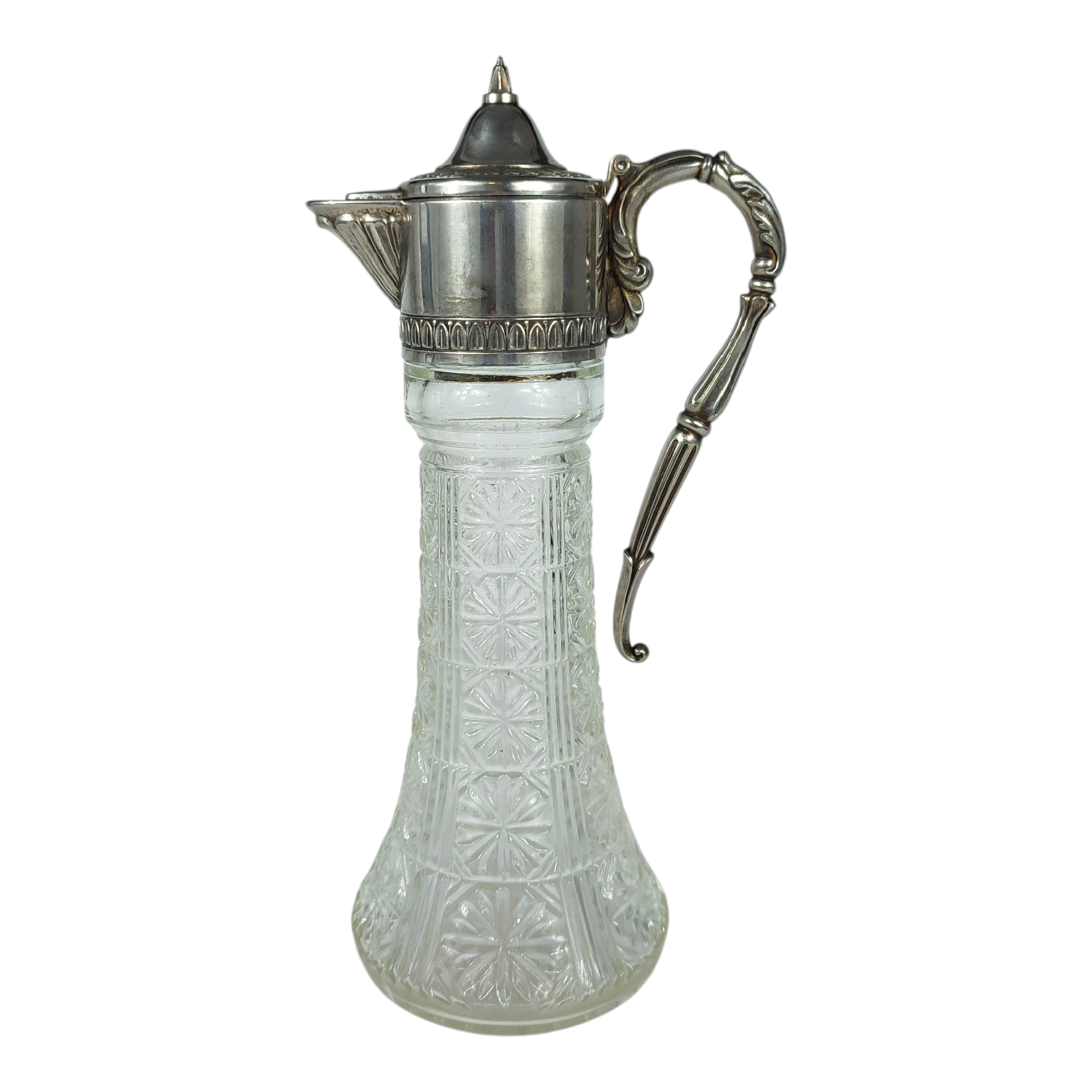 Voir photo 2 de Carafe à vin en verre avec couvercle argenté Carafe à vin en verre avec couvercle argenté Bon état reconditionné photo 2