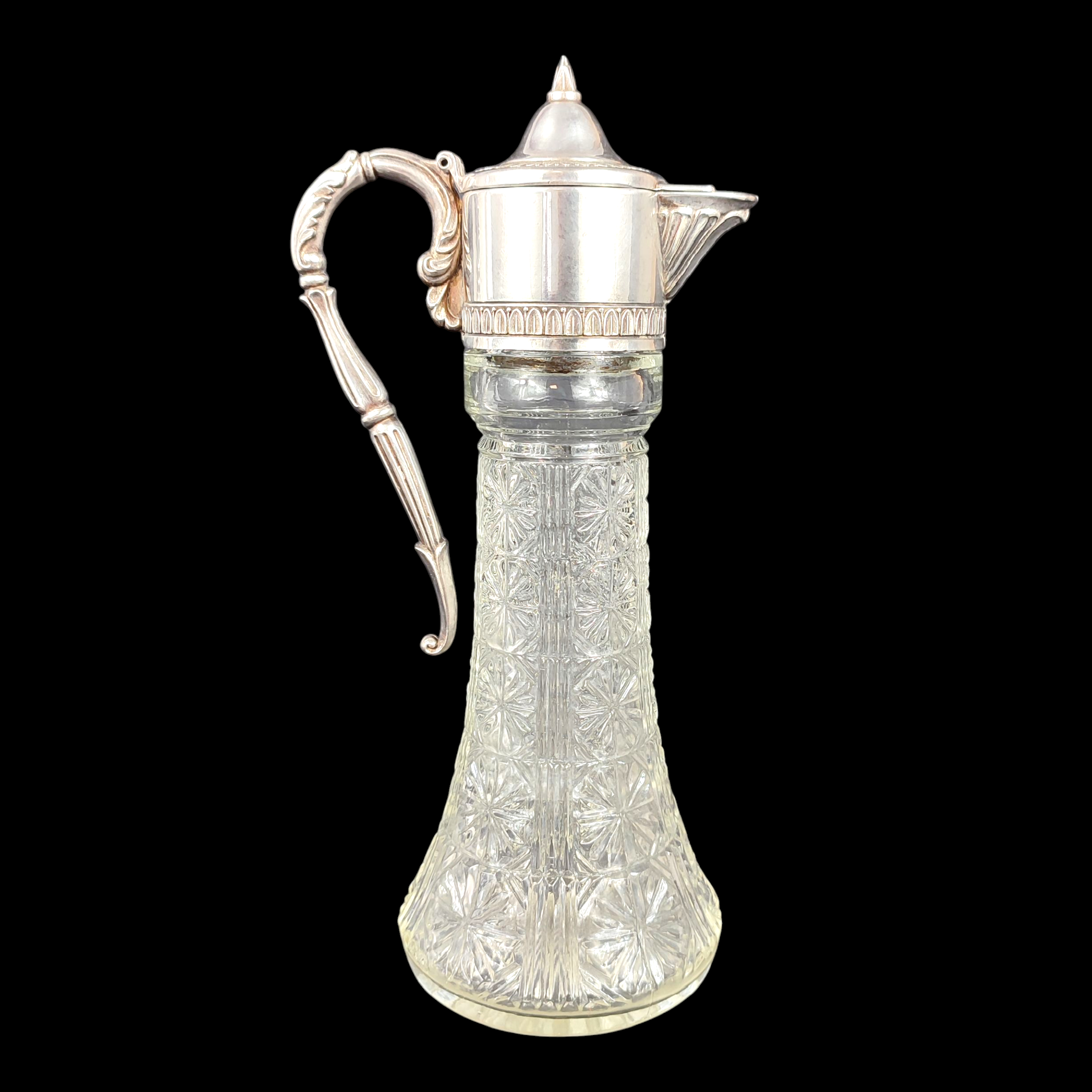 Voir photo 3 de Carafe à vin en verre avec couvercle argenté Carafe à vin en verre avec couvercle argenté Bon état reconditionné photo 3