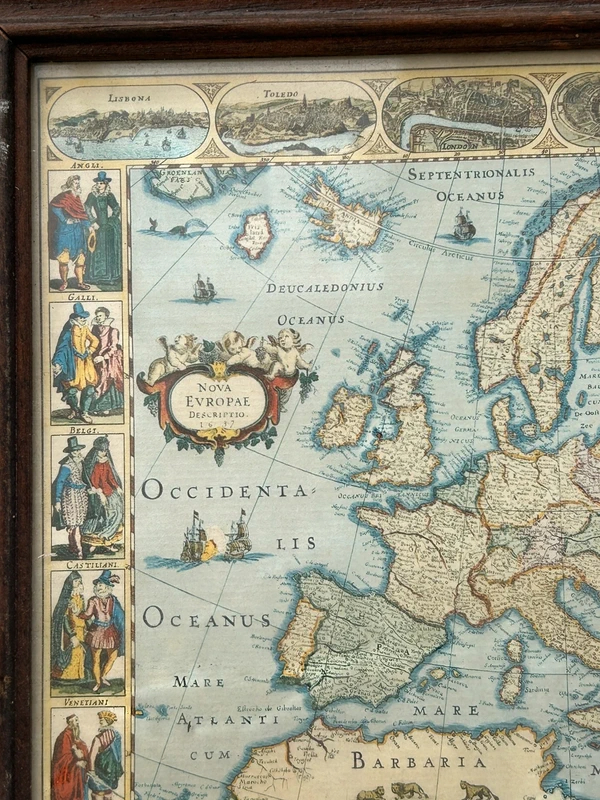 Voir photo 12 de Carte d’Europe ancienne encadrée bois, déco murale vintage géographique Carte d’Europe ancienne encadrée bois, déco murale vintage géographique Bon état reconditionné photo 12