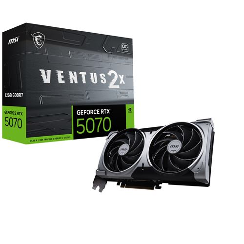 Carte graphique MSI Nvidia GeForce RTX 5070 12G VENTUS 2X OC Gris et Noir État correct MSI reconditionné disponible sur Fnac