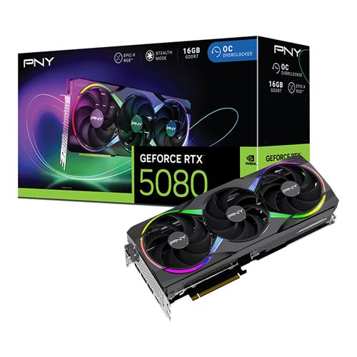 Carte graphique PNY Nvidia GeForce RTX 5080 16GB ARGB Overclocked Triple Fan État correct PNY reconditionné disponible sur Fnac