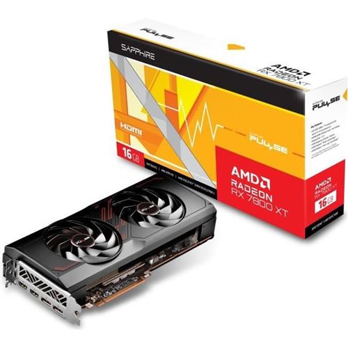 Carte Graphique - Pulse AMD RADEON™ RX 7800 XT Gaming 16GB - GDDR6 - Dual HDMI / Dual DP État correct N/A reconditionné disponible sur Fnac