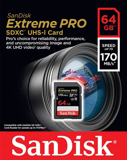 Carte mémoire microSDXC SanDisk Extreme PRO UHS-I V30 64 Go État correct SanDisk reconditionné disponible sur Fnac