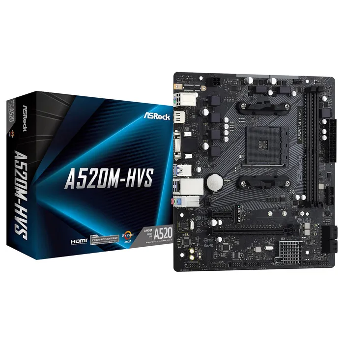 Carte mère Micro ATX ASRock A520M-HVS Socket AM4 DDR4 M.2 PCIe NVMe USB 3.0 PCI-Express 3.0 16x Reconditionné - 54,99 € Carte mère Micro ATX ASRock A520M-HVS Socket AM4 DDR4 M.2 PCIe NVMe USB 3.0 PCI-Express 3.0 16x Reconditionné ASRock reconditionné disponible sur Cdiscount Seconde Vie
