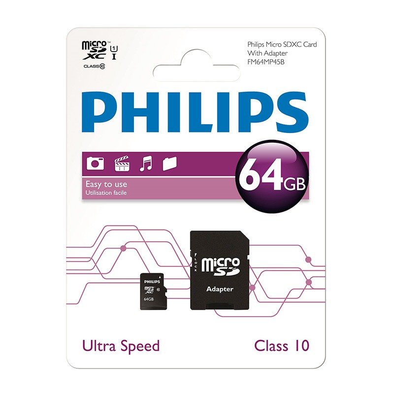 Carte Micro Sd Philips 64 Go Class10 Bon état - 14,93 € Carte Micro Sd Philips 64 Go Class10 Bon état reconditionné disponible sur Electro Depot