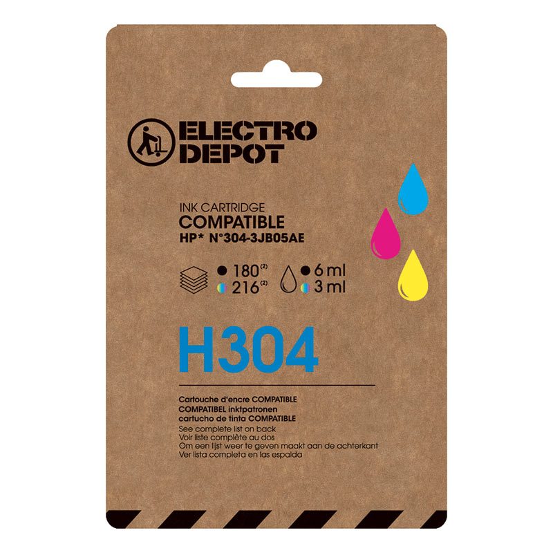 Cartouche D'encre Electro Depot Compatible Hp H 304 Noir Et Couleurs Bon état - 25,94 € Cartouche D'encre Electro Depot Compatible Hp H 304 Noir Et Couleurs Bon état reconditionné disponible sur Electro Depot