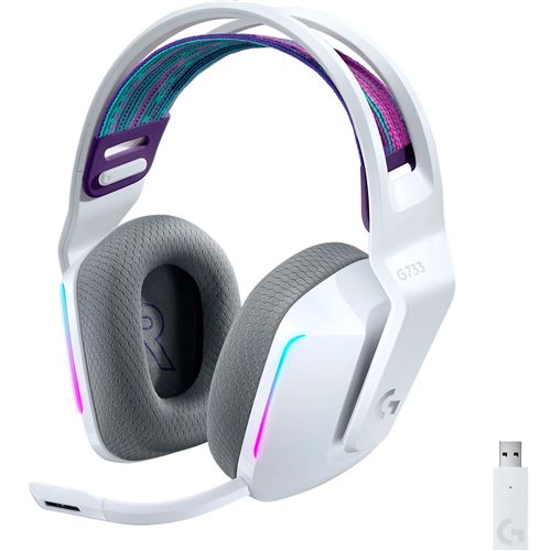 Casque gaming sans fil Logitech Lightspeed RVB G733 Blanc État correct Logitech reconditionné disponible sur Fnac