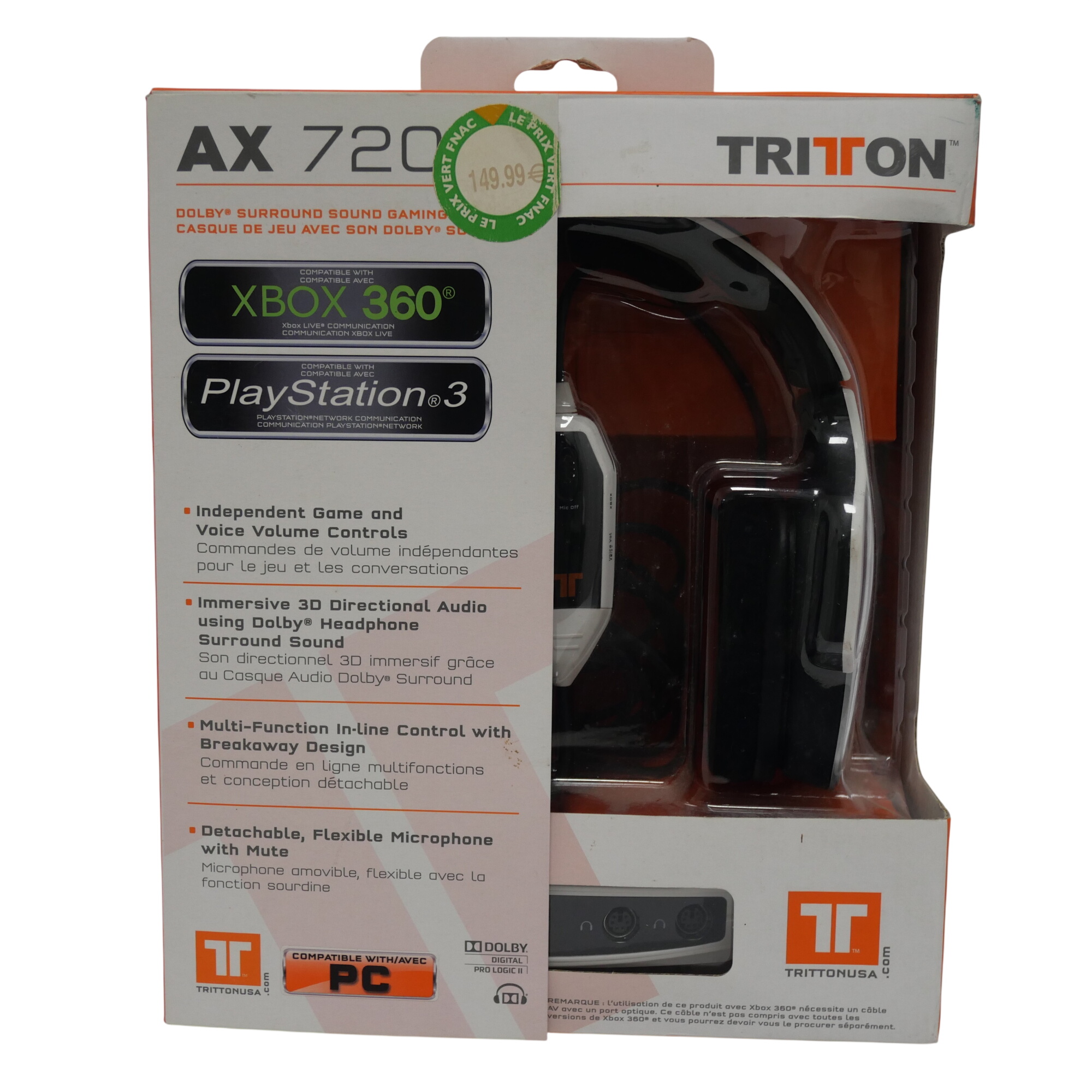 Casque Gaming Tritton AX 720 Surround Dolby (Neuf en boîte) Parfait état - 69,00 € Casque Gaming Tritton AX 720 Surround Dolby (Neuf en boîte) Parfait état reconditionné disponible sur Label Emmaüs