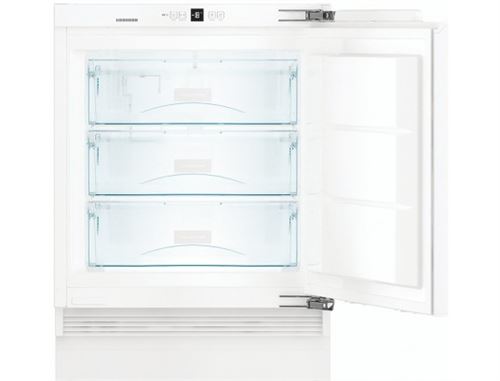 Ce congelateur Integrable SmartFrost propose un volume utile de 95L pour une autonomie de 10,05h, sur une hauteur de niche de 82 cm, a installer sous plan de travail. État correct Liebherr reconditionné disponible sur Fnac