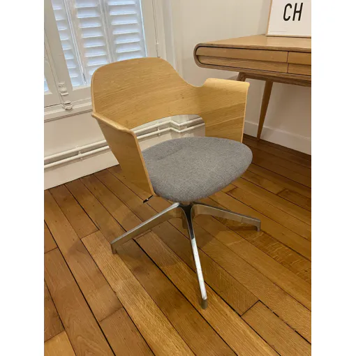 Chaise De Bureau Bois Clair Et Assise En Tissu - Style Scandinave Bon état reconditionné disponible sur Rakuten