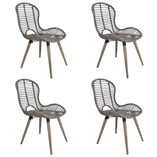 Chaises de salle à manger 4 pcs Marron Rotin naturel Bon état reconditionné disponible sur Rakuten