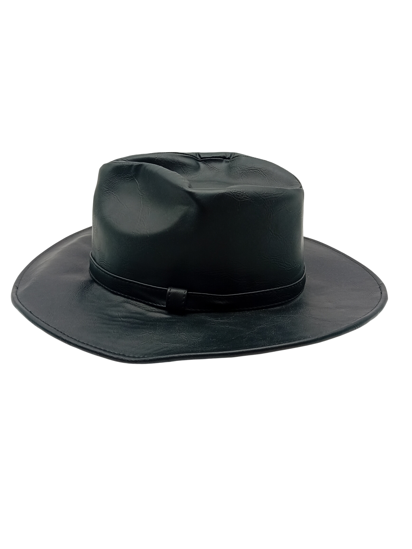 Voir photo 2 de Chapeau Fedora Cowboy Noir Effet Cuir Taille M (V3496) Chapeau Fedora Cowboy Noir Effet Cuir Taille M (V3496) Bon état reconditionné photo 2