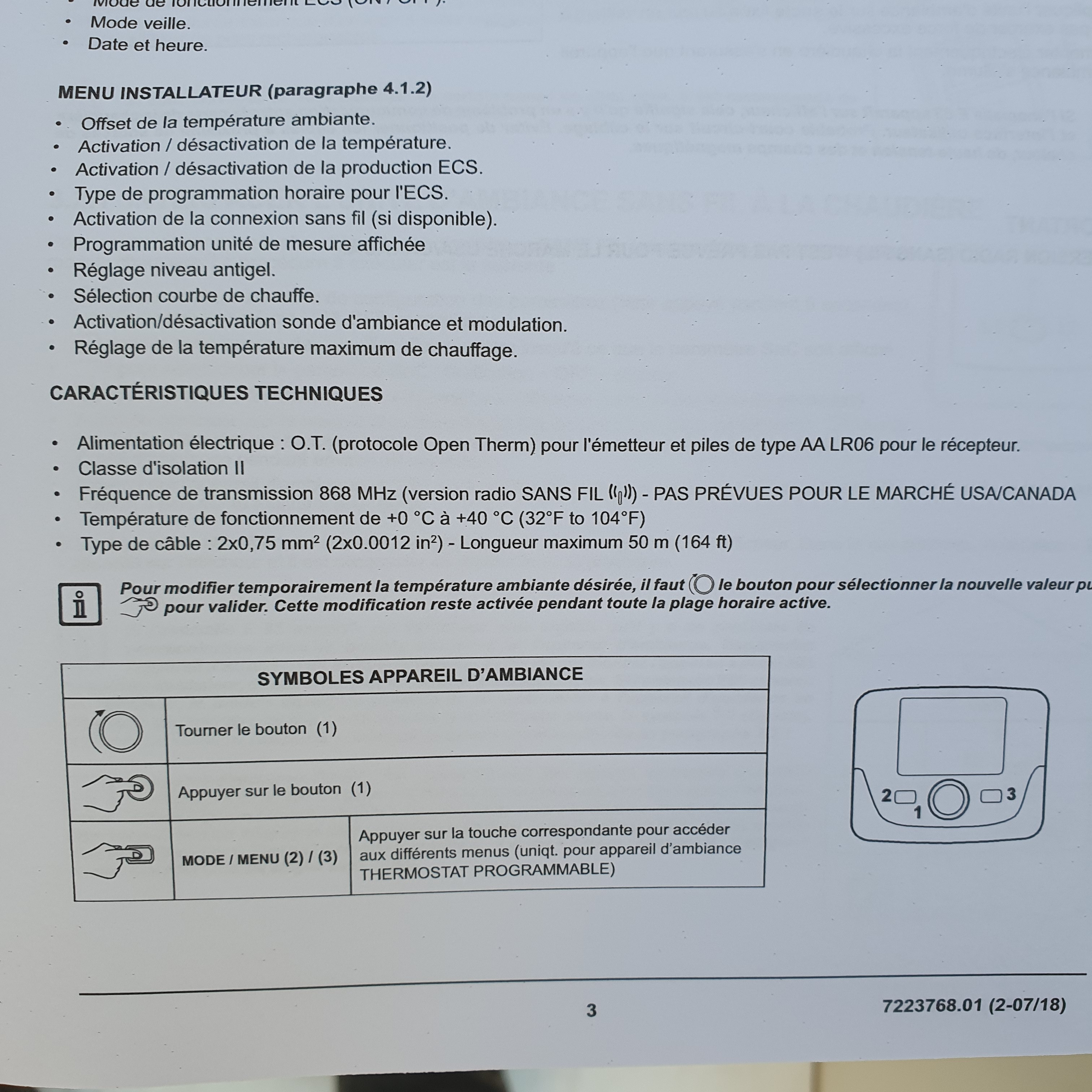 Voir photo 4 de Chappee 7108496– Thermostat d'ambiance filaire modulant programmable Chappee 7108496– Thermostat d'ambiance filaire modulant programmable Comme neuf reconditionné photo 4