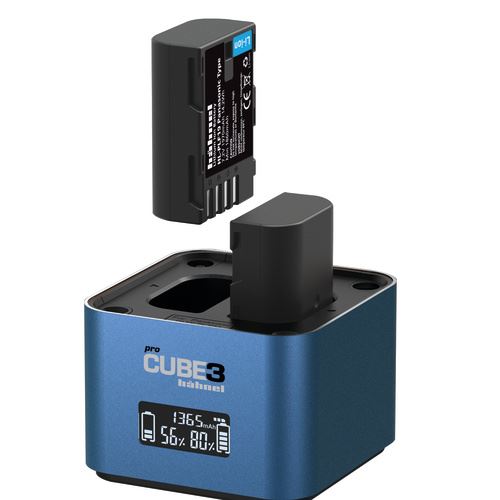 Chargeur double Hähnel ProCube3 pour batterie Panasonic DMW-BLC12 BLF19 BLJ31 BLK22 et BLG10 Bleu État correct Hahnel reconditionné disponible sur Fnac