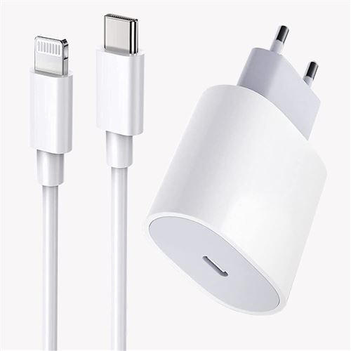 Chargeur iPhone Rapide 20W compatible iPhone 14/13 Pro/13 Mini/13 Pro max/12/12 Mini/12 Pro/12 Pro Max /11/11 Pro/11 Pro Max + Cable 2M Power Delivery Type C Chargeur Mural avec câble USB C vers Lightning État correct N/A reconditionné disponible sur Fnac