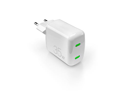 Chargeur pour téléphone mobile Puro Bloc secteur MiniPro Double USB-C 35W Blanc État correct reconditionné disponible sur Fnac
