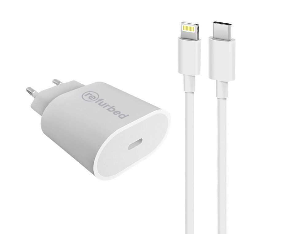 Chargeur rapide (20W) & câble (Lightning) blanc Parfait état - 26,99 € Chargeur rapide (20W) & câble (Lightning) blanc Parfait état reconditionné disponible sur Refurbed | Dero