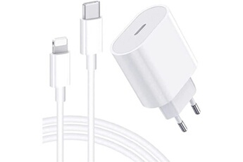 Chargeur Rapide iPhone 11 / 11 Pro / 11 Pro / MAX XS XS MAX XR X 8 8 Plus - 20W + Câble 1 mètre USB C Lightning Bon état N/A reconditionné disponible sur Darty | Dero