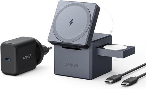 Chargeur sans fil pliable Anker Charge rapide 15 W, cube 3 en 1 compatible avec MagSafe État correct N/A reconditionné disponible sur Fnac | Dero