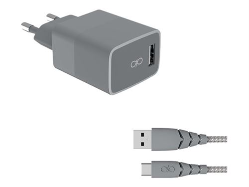 Chargeur secteur Force Power USB A + Câble USB C 1.2m Recycle Gris État correct N/A reconditionné disponible sur Fnac