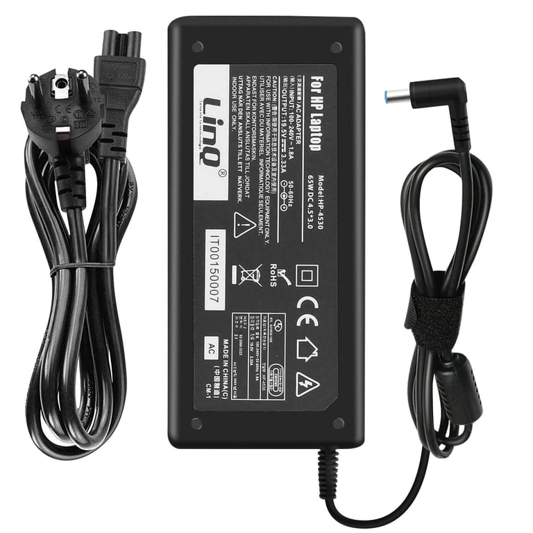 Chargeur Secteur PC HP 65W 19.5V 3.33A Embout 4.5*3.0 mm HP-4530 Noir - Très bon état Très bon état Link reconditionné disponible sur Pixmania