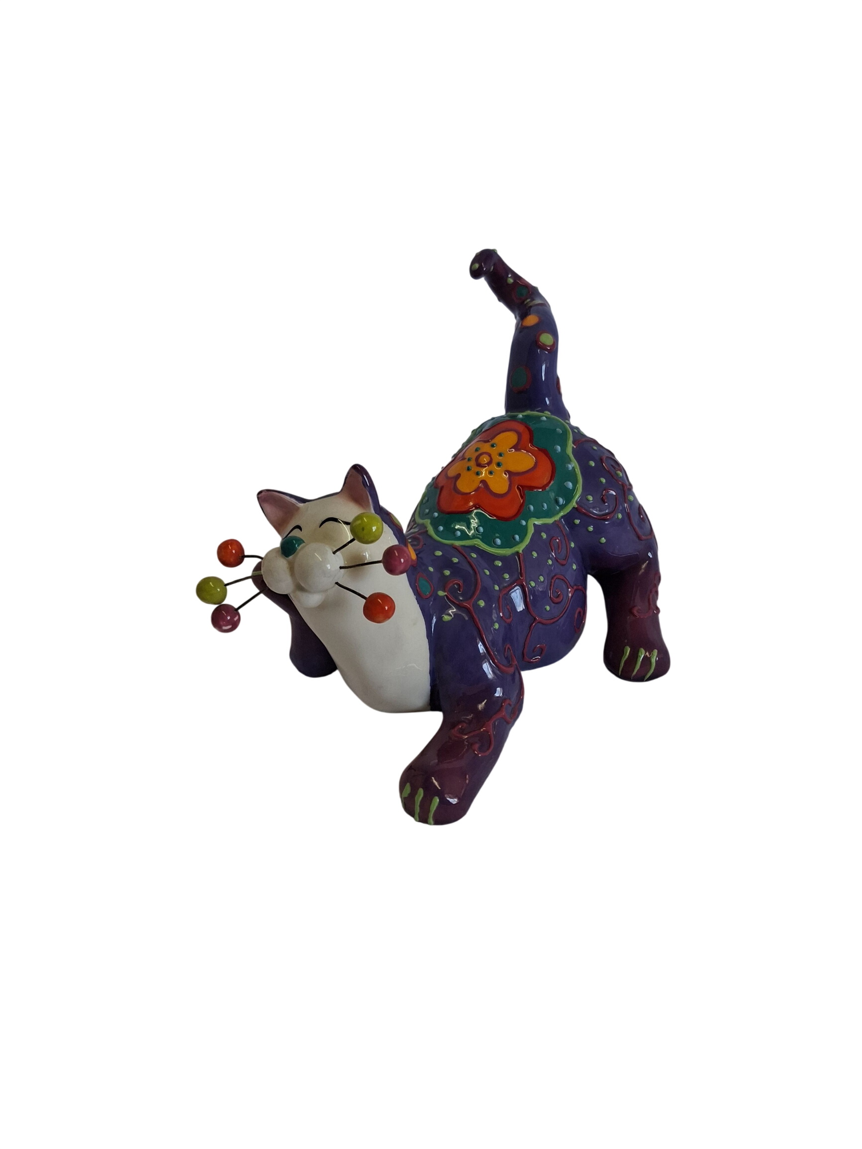 Acheter Chat violet en porcelaine coloré - 10,50 € Chat violet en porcelaine coloré reconditionné disponible sur Label Emmaüs