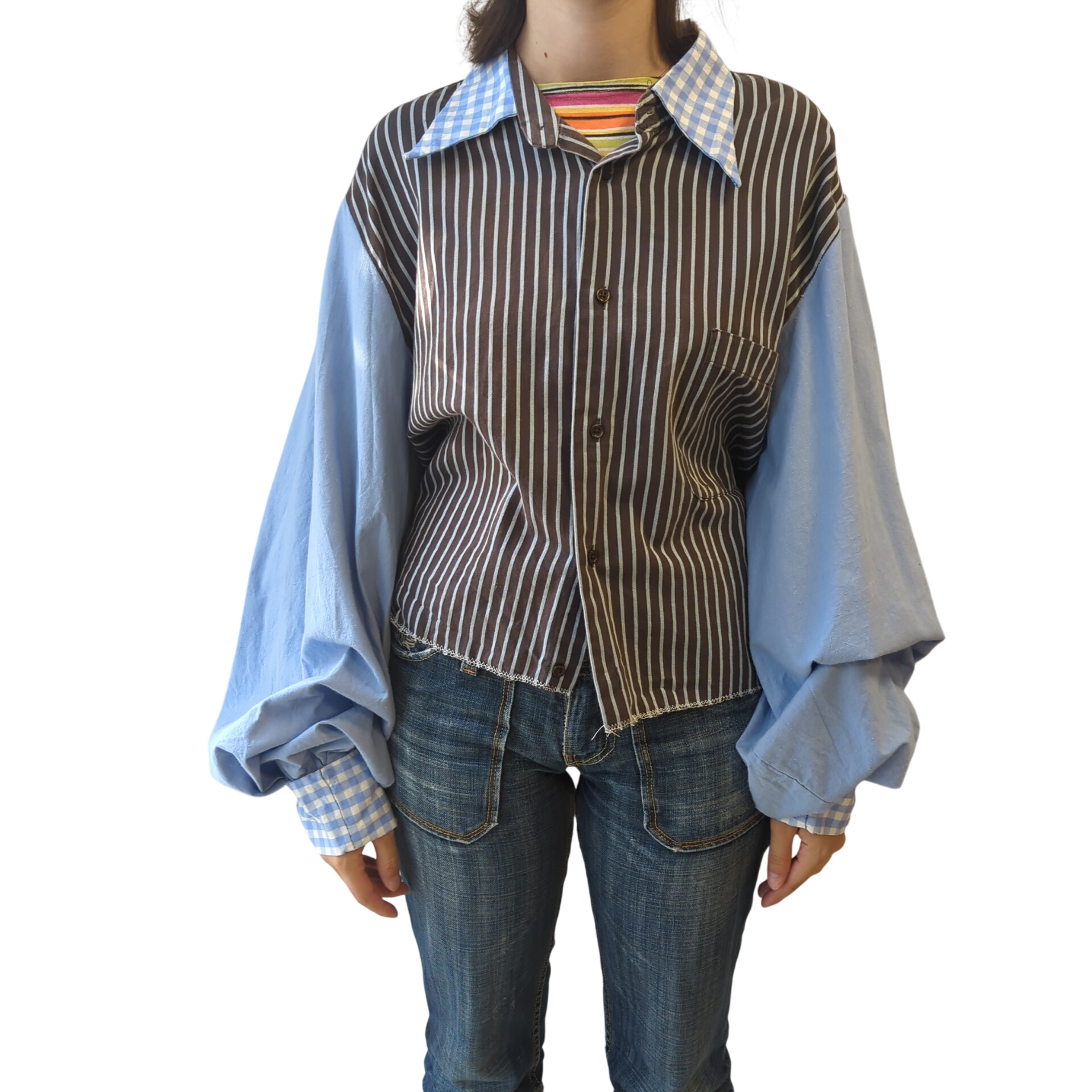Voir photo 4 de Chemise à rayures de Créatrice - Collection Upcyclée CartouCirc Chemise à rayures de Créatrice - Collection Upcyclée CartouCirc Parfait état reconditionné photo 4
