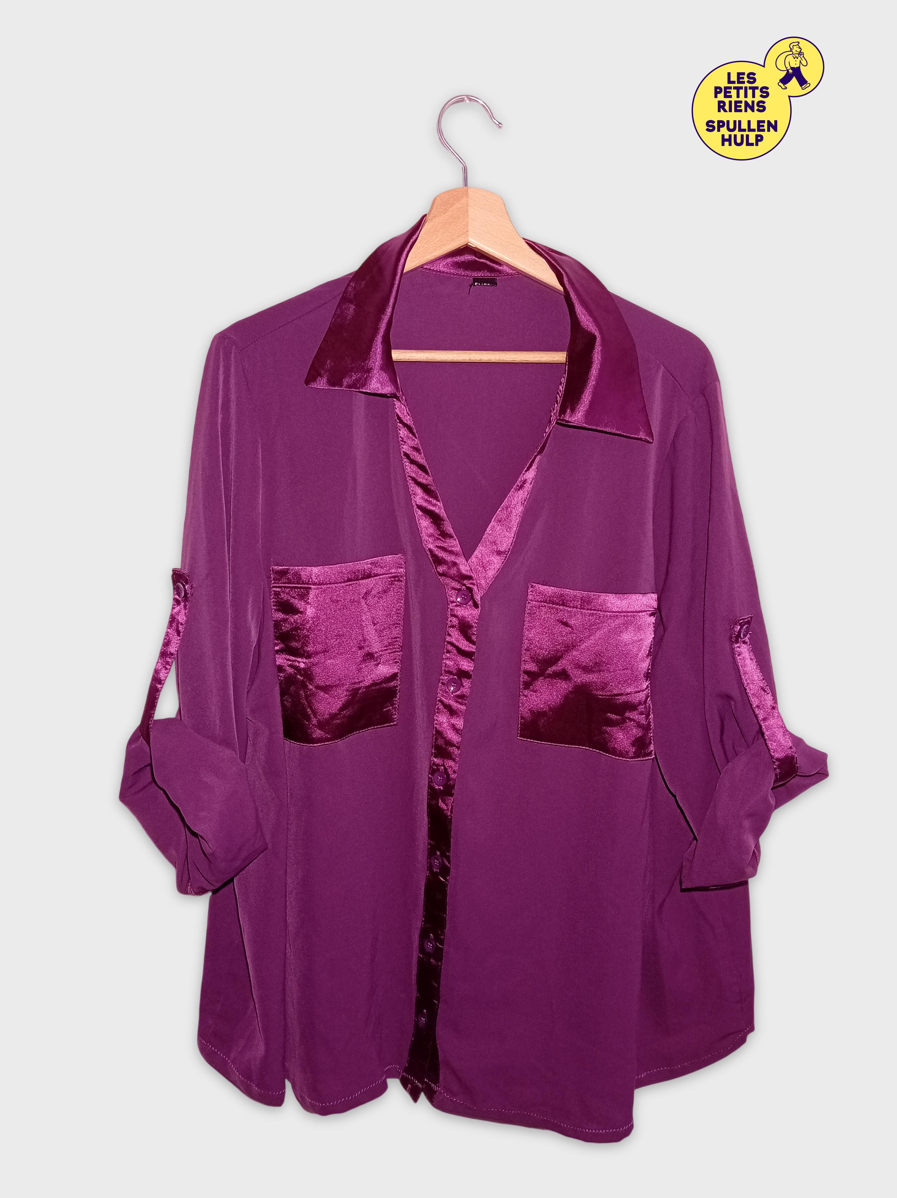Voir photo 2 de Chemise Blouse Fluide Violette Satin Détails Poches Xl/42/14 (T4746) Chemise Blouse Fluide Violette Satin Détails Poches Xl/42/14 (T4746) Bon état reconditionné photo 2
