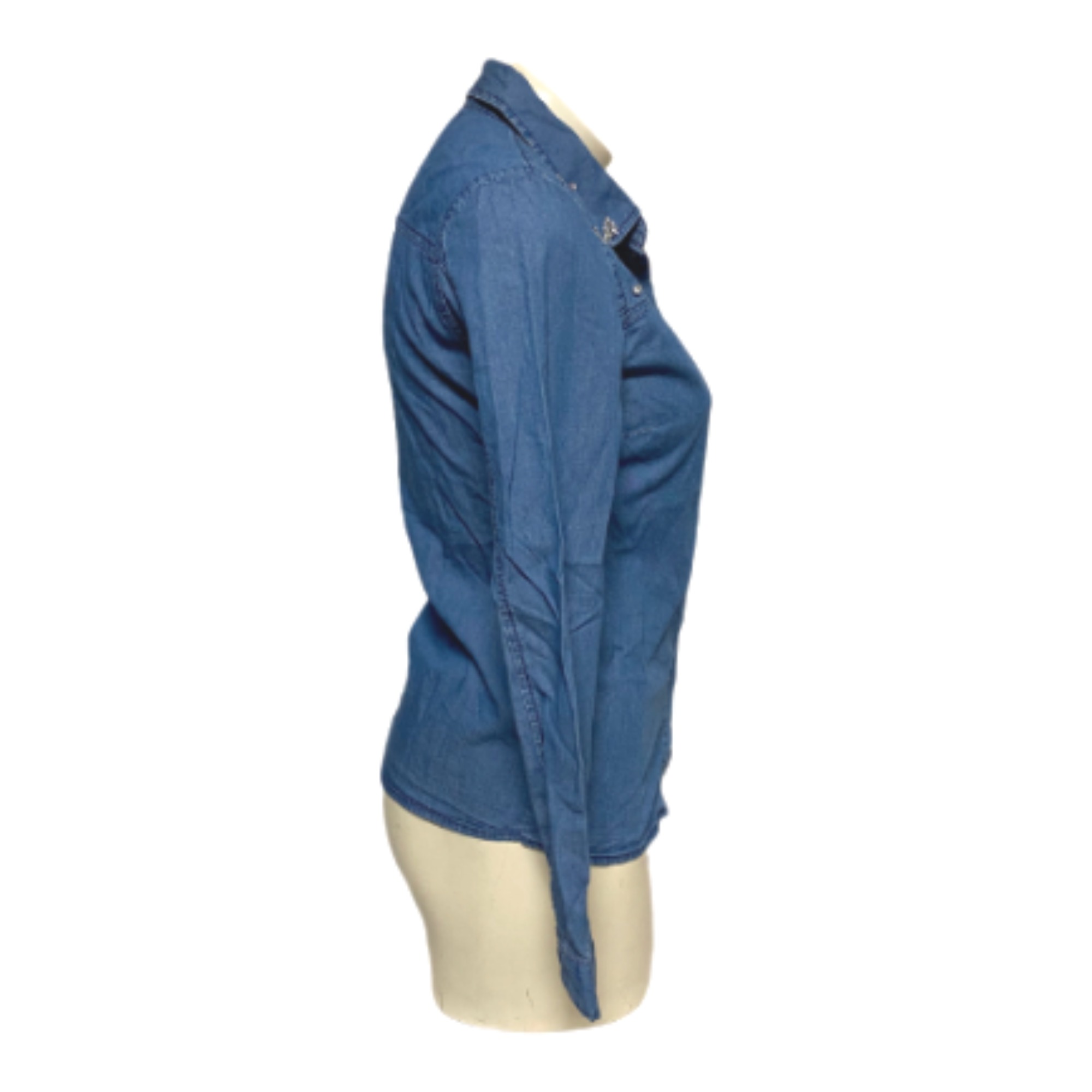 Voir photo 3 de Chemise en jean bleue pour femme - Naf Naf - 38 Chemise en jean bleue pour femme - Naf Naf - 38 Très bon état reconditionné photo 3