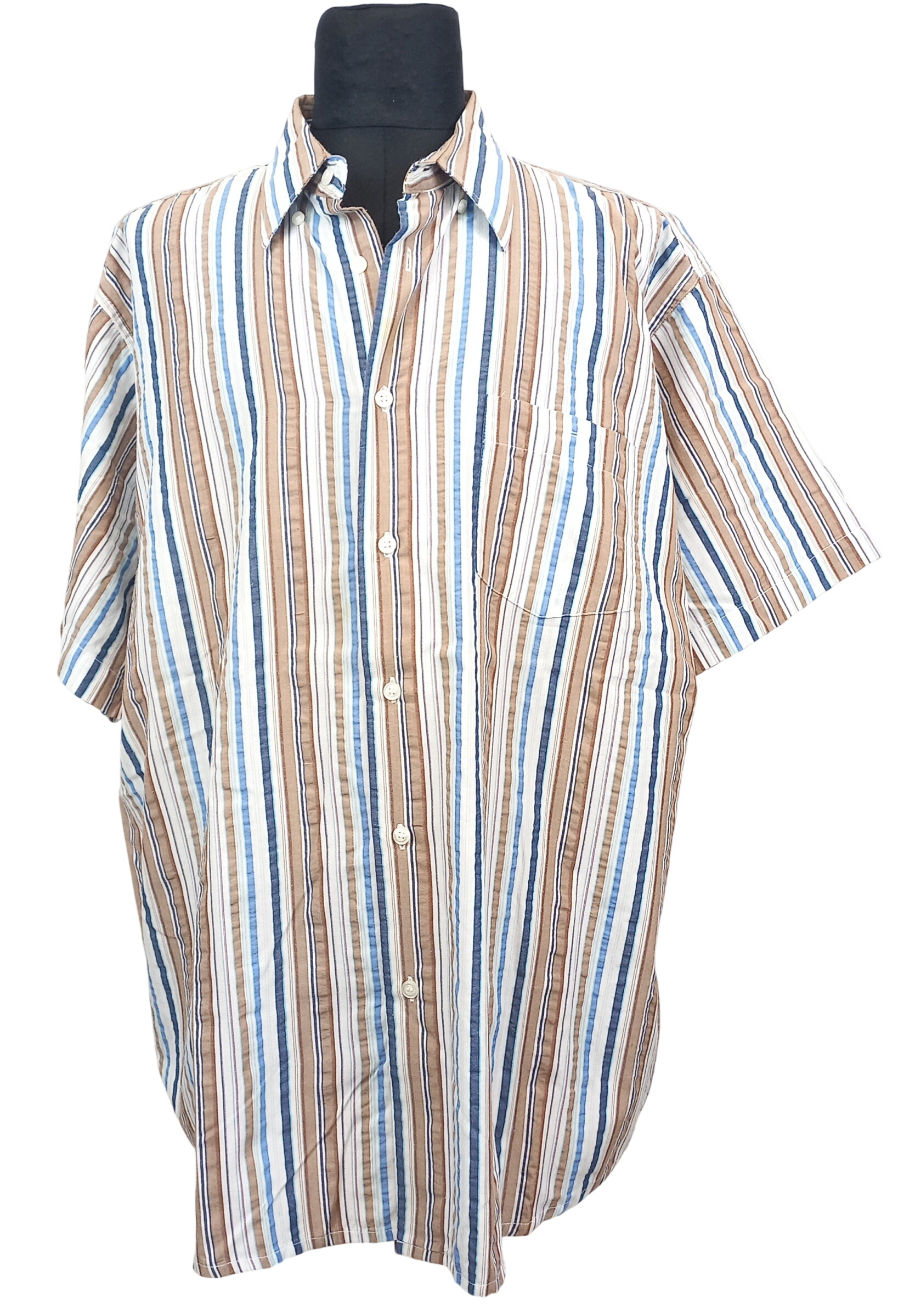 Acheter Chemise rayures verticales bleu marron blanc "L'HOMME MODERNE" col classique coupe droite T5 Très bon état - 10,90 € Chemise rayures verticales bleu marron blanc "L'HOMME MODERNE" col classique coupe droite T5 Très bon état reconditionné disponible sur Label Emmaüs