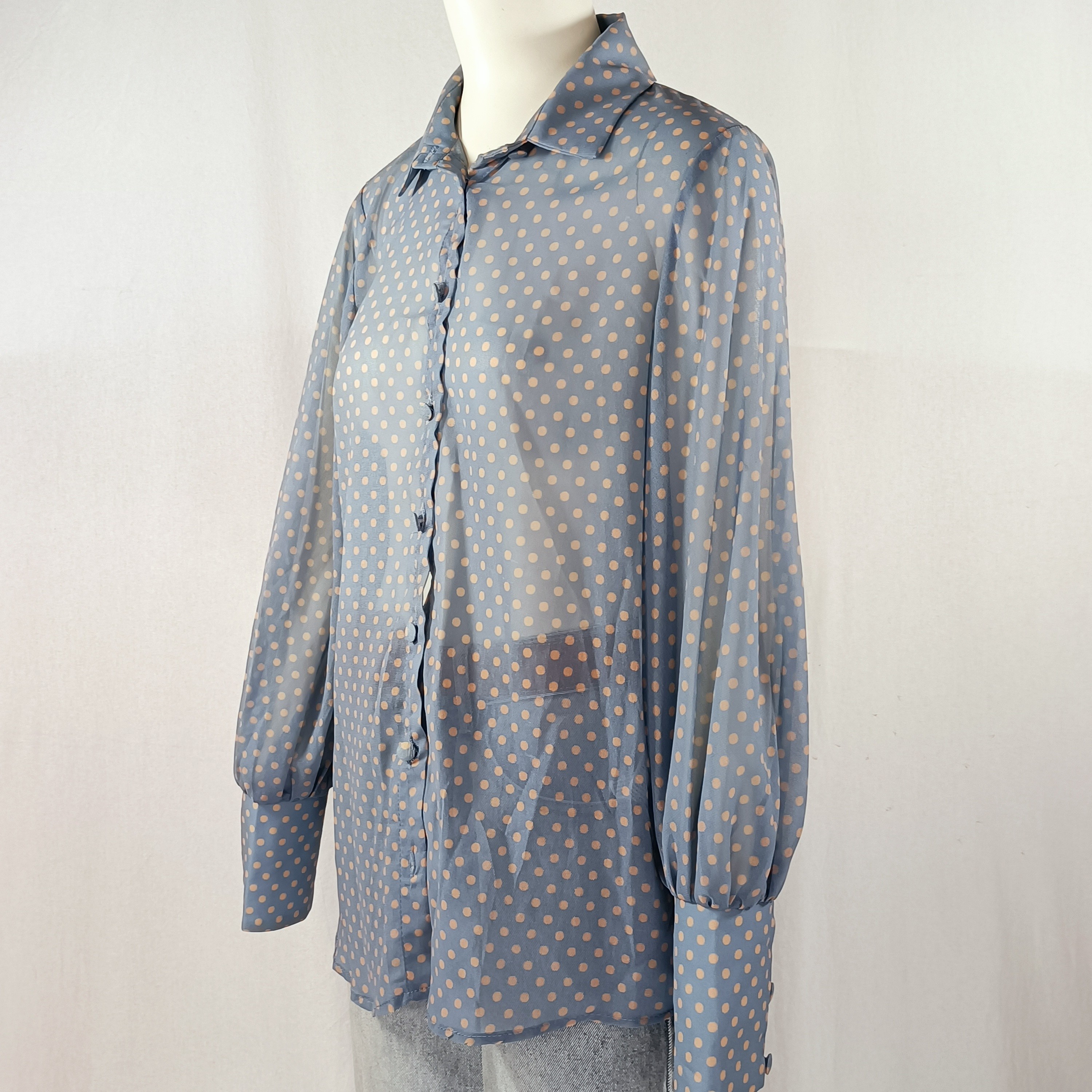Voir photo 3 de Chemise transparente à pois - Rinascimento - M Chemise transparente à pois - Rinascimento - M Très bon état reconditionné photo 3