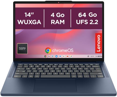 Chromebook Lenovo 14M8911 14" MediaTek Kompanio 4 Go RAM 64 Go eMMC Bleu cosmique État correct Lenovo reconditionné disponible sur Fnac | Dero