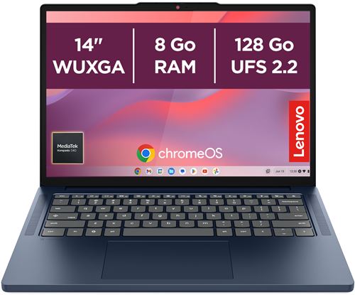Chromebook Lenovo 14M8911 14" MediaTek Kompanio 8 Go RAM 128 Go eMMC Bleu Cosmique État correct Lenovo reconditionné disponible sur Fnac | Dero