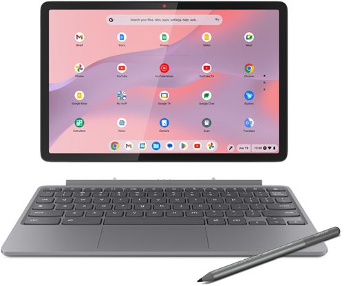 Chromebook Lenovo Duet 11M889 10,95" Ecran tactile MediaTek Kompanio 838 8 Go RAM 128 Go eMMC Gris luna + clavier + stylet État correct Lenovo reconditionné disponible sur Fnac