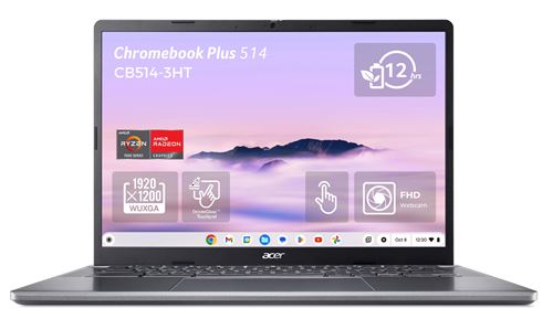 Chromebook Plus Acer CB514-3HT-R8BE 14" Ecran tactile AMD Ryzen 5 8 Go RAM 256 Go SSD Gris État correct Acer reconditionné disponible sur Fnac | Dero