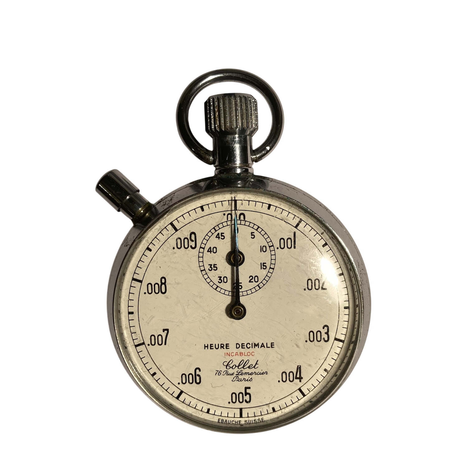Acheter Chronomètre décimal vintage avec remontoir - Marque Collet, Paris. Bon état - 38,50 € Chronomètre décimal vintage avec remontoir - Marque Collet, Paris. Bon état reconditionné disponible sur Label Emmaüs