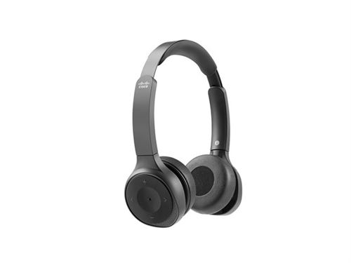 Cisco Headset 730 - Micro-casque - sur-oreille - Bluetooth - sans fil - Suppresseur de bruit actif - noir de charbon - avec support de chargement - pour Cisco DX70, DX80; IP DECT Phone 6825; IP Phone 88XX; Unified Wireless IP Phone 8821 État correct N/A reconditionné disponible sur Fnac