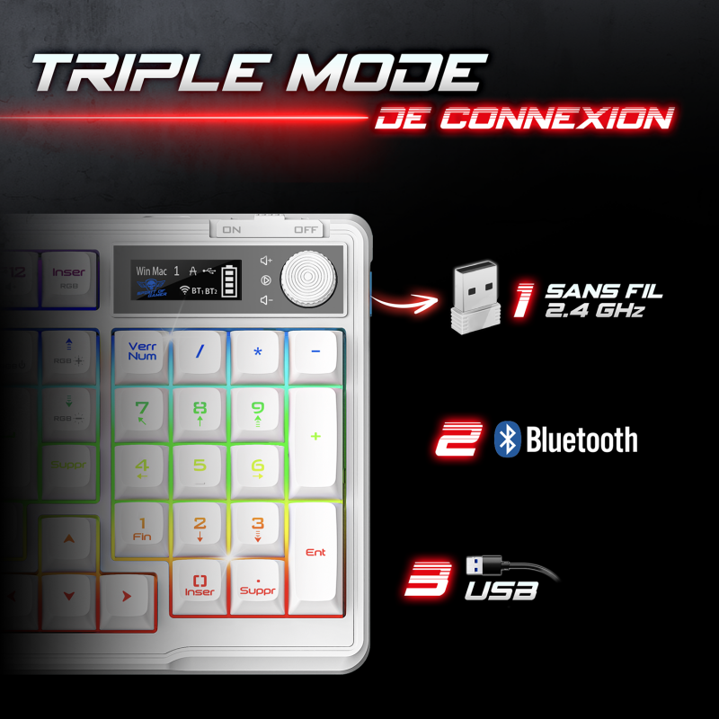 Clavier gamer Elite K60 Artic sans fil Parfait état Spirit of Gamer reconditionné disponible sur AfB