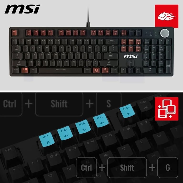 Clavier gamer MSI FORGE GK320 filaire Switch mécaniques rouges RGB QWERTY noir - Excellent état Parfait état MSI reconditionné photo 2 | Dero