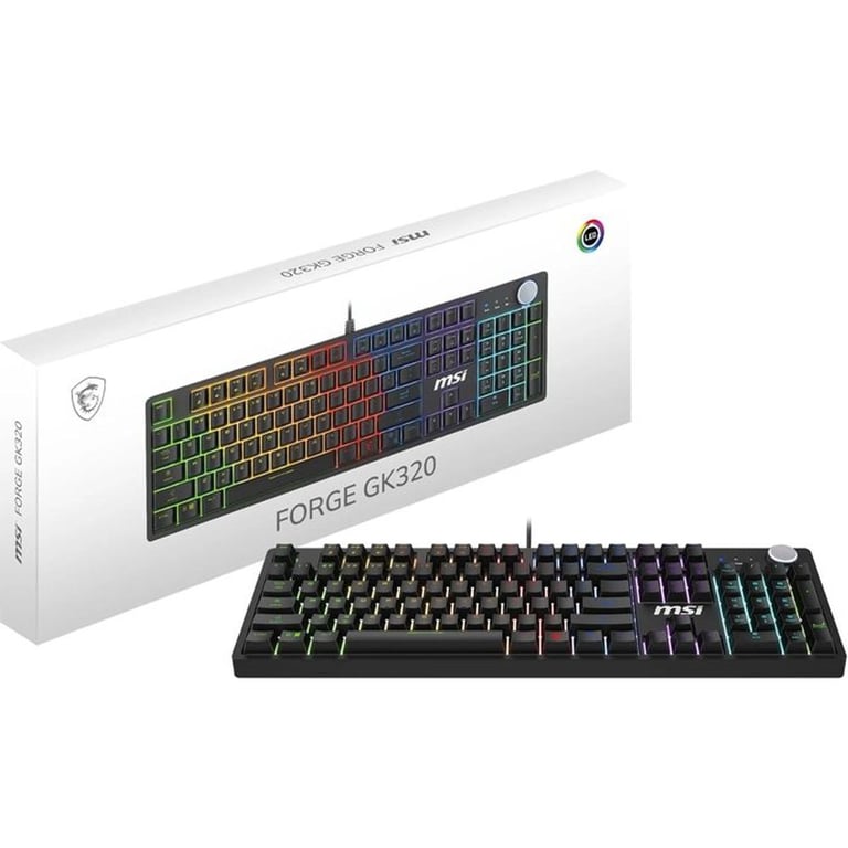 Clavier gamer MSI FORGE GK320 filaire Switch mécaniques rouges RGB QWERTY noir - Excellent état Parfait état MSI reconditionné disponible sur Pixmania