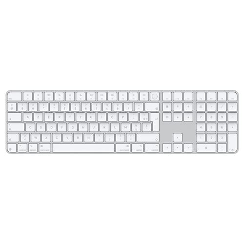 Clavier sans fil Azerty Apple Magic Keyboard avec Touch ID et pavé numérique Blanc État correct Apple reconditionné disponible sur Fnac