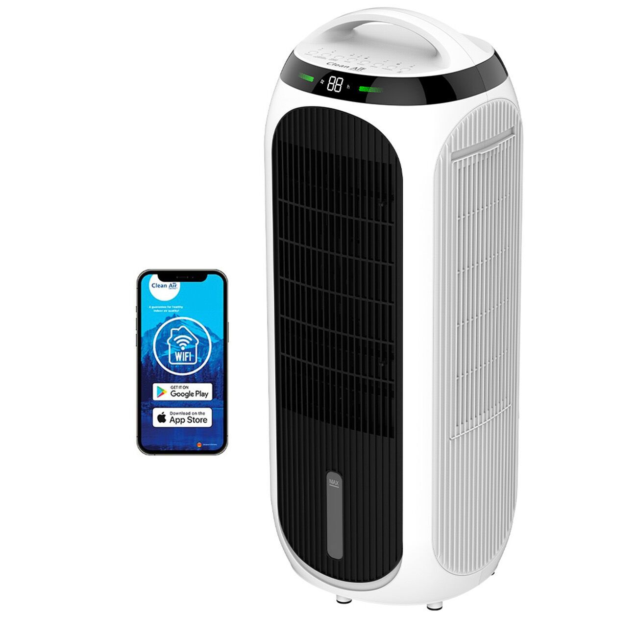 Clean Air Optima 4in1 Rafraîchisseur d'air, Purificateur d'air, Humidificateur et Ventilateur CA-106 Smart blanc/noir Parfait état Clean Air Optima reconditionné disponible sur Refurbed