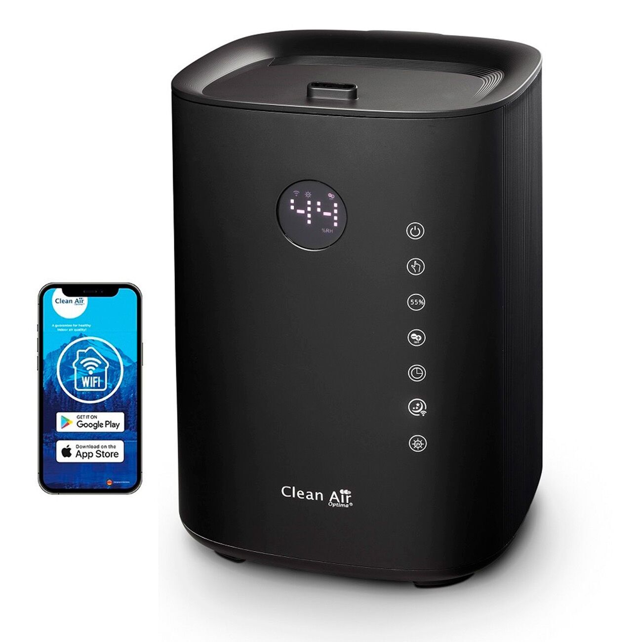 Clean Air Optima Humidificateur CA-604B Smart Top Filling noir Parfait état Clean Air Optima reconditionné disponible sur Refurbed | Dero