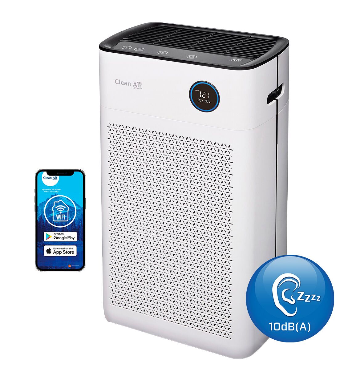 Clean Air Optima Purificateur d'air intelligent HEPA UV CA-509Pro Smart blanc/noir Parfait état Clean Air Optima reconditionné disponible sur Refurbed | Dero