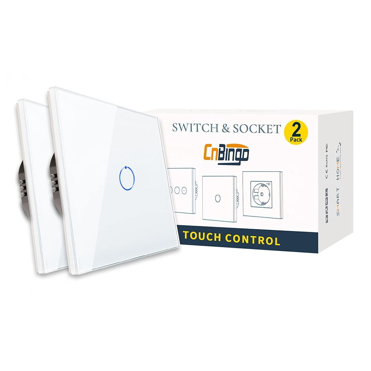 CNBINGO M1-102 Lot de 2 interrupteurs tactiles à 1 voie blanc Très bon état reconditionné disponible sur Refurbed