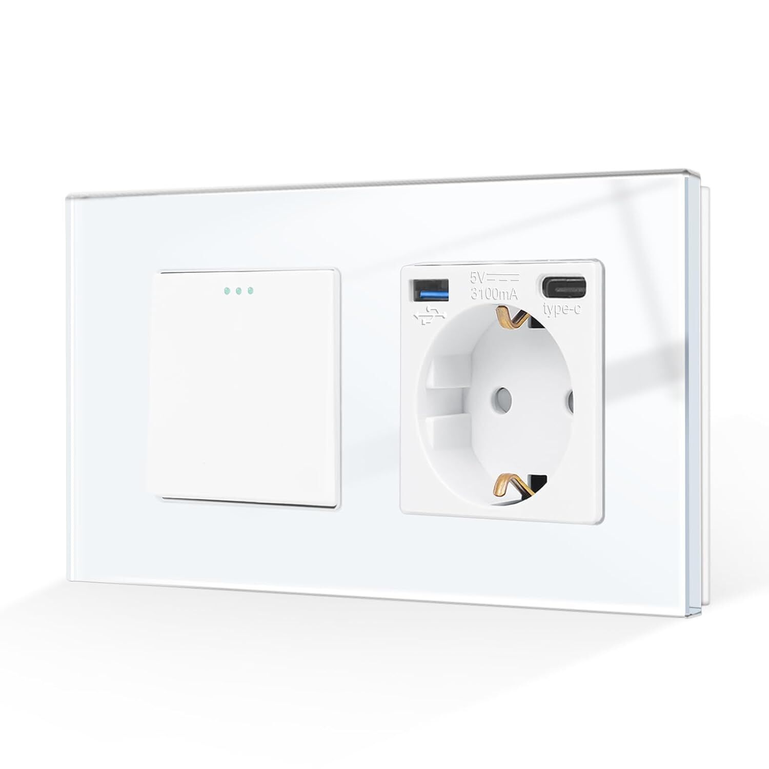 CNBINGO M1-P101 + MP0100U interrupteur à bascule 1 poste avec prise simple Schuko USB blanc Très bon état reconditionné disponible sur Refurbed | Dero
