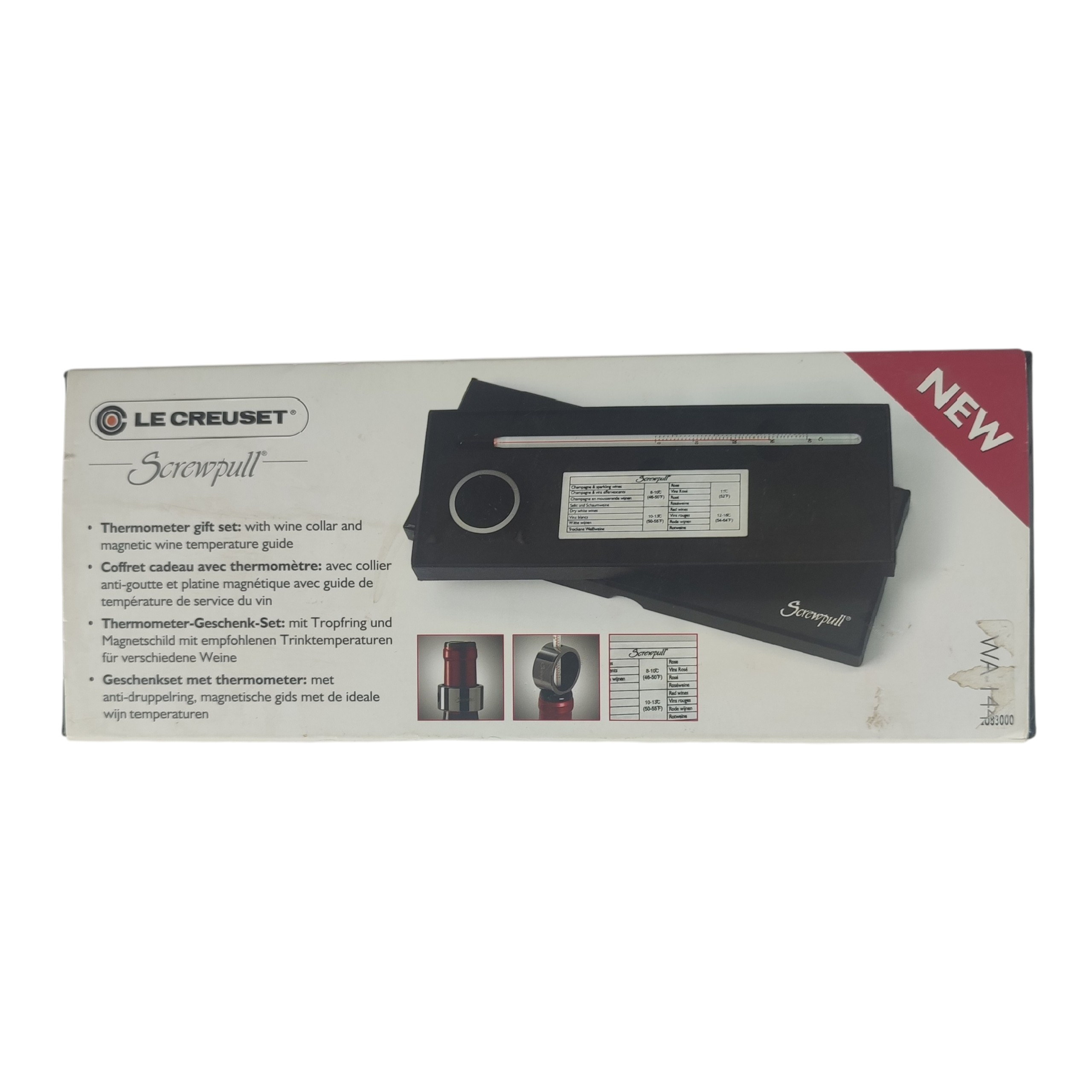 Voir photo 2 de Coffret cadeau pour le vin - Thermomètre, collier anti-goutte et platine magnétique - Marque Screwpull - Coffret fait par Le Creuset Coffret cadeau pour le vin - Thermomètre, collier anti-goutte et platine magnétique - Marque Screwpull - Coffret fait par Le Creuset Très bon état reconditionné photo 2
