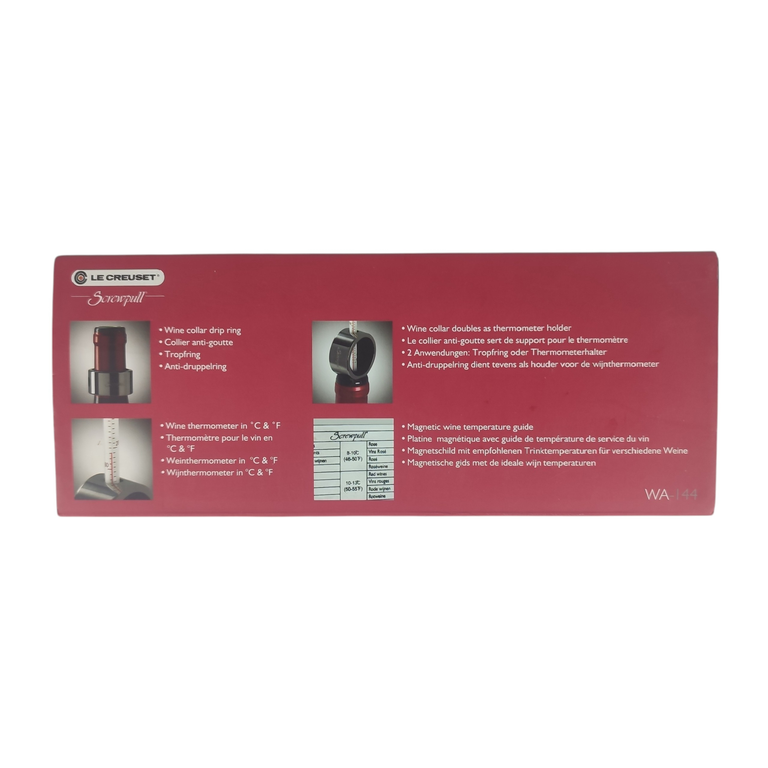 Voir photo 4 de Coffret cadeau pour le vin - Thermomètre, collier anti-goutte et platine magnétique - Marque Screwpull - Coffret fait par Le Creuset Coffret cadeau pour le vin - Thermomètre, collier anti-goutte et platine magnétique - Marque Screwpull - Coffret fait par Le Creuset Très bon état reconditionné photo 4