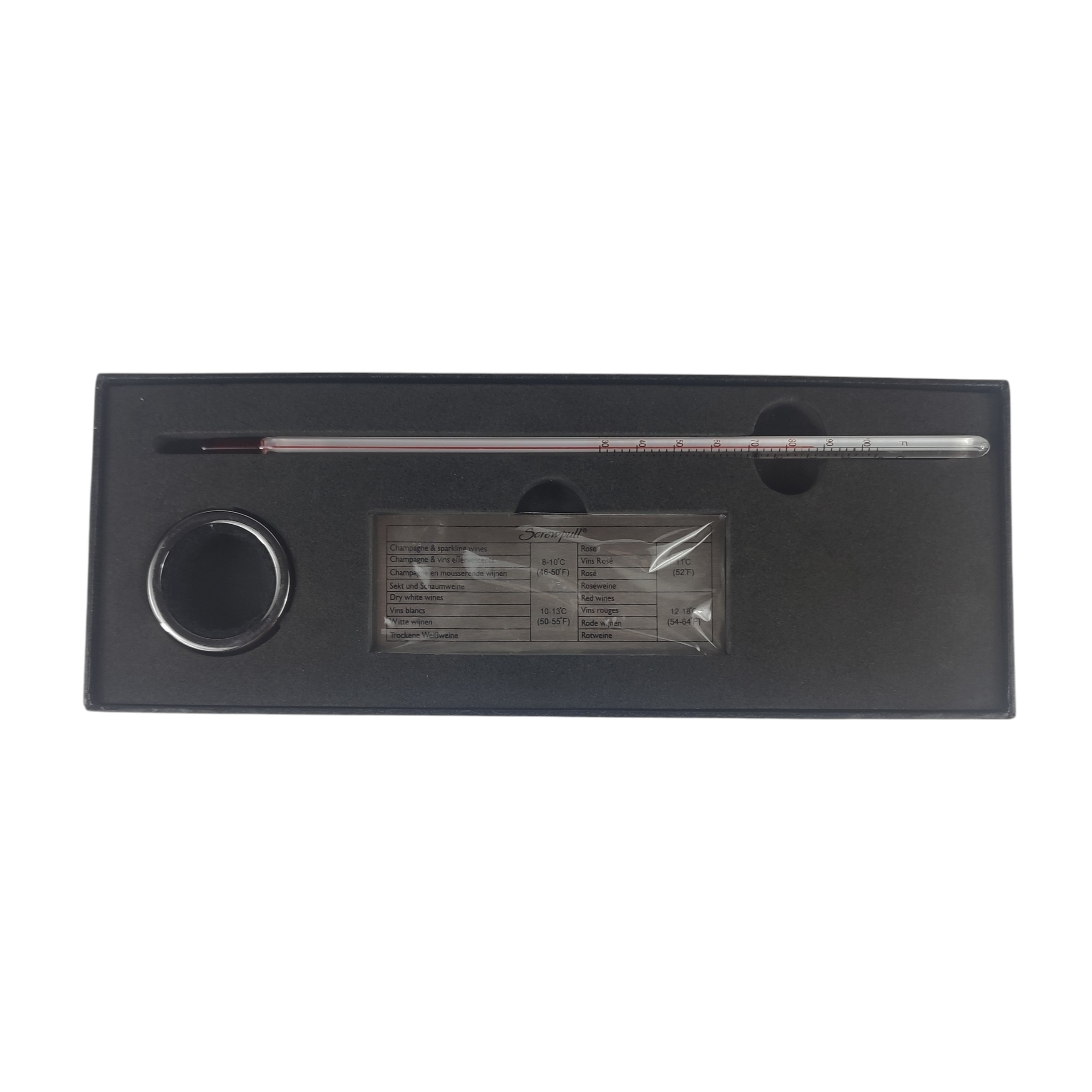 Voir photo 6 de Coffret cadeau pour le vin - Thermomètre, collier anti-goutte et platine magnétique - Marque Screwpull - Coffret fait par Le Creuset Coffret cadeau pour le vin - Thermomètre, collier anti-goutte et platine magnétique - Marque Screwpull - Coffret fait par Le Creuset Très bon état reconditionné photo 6