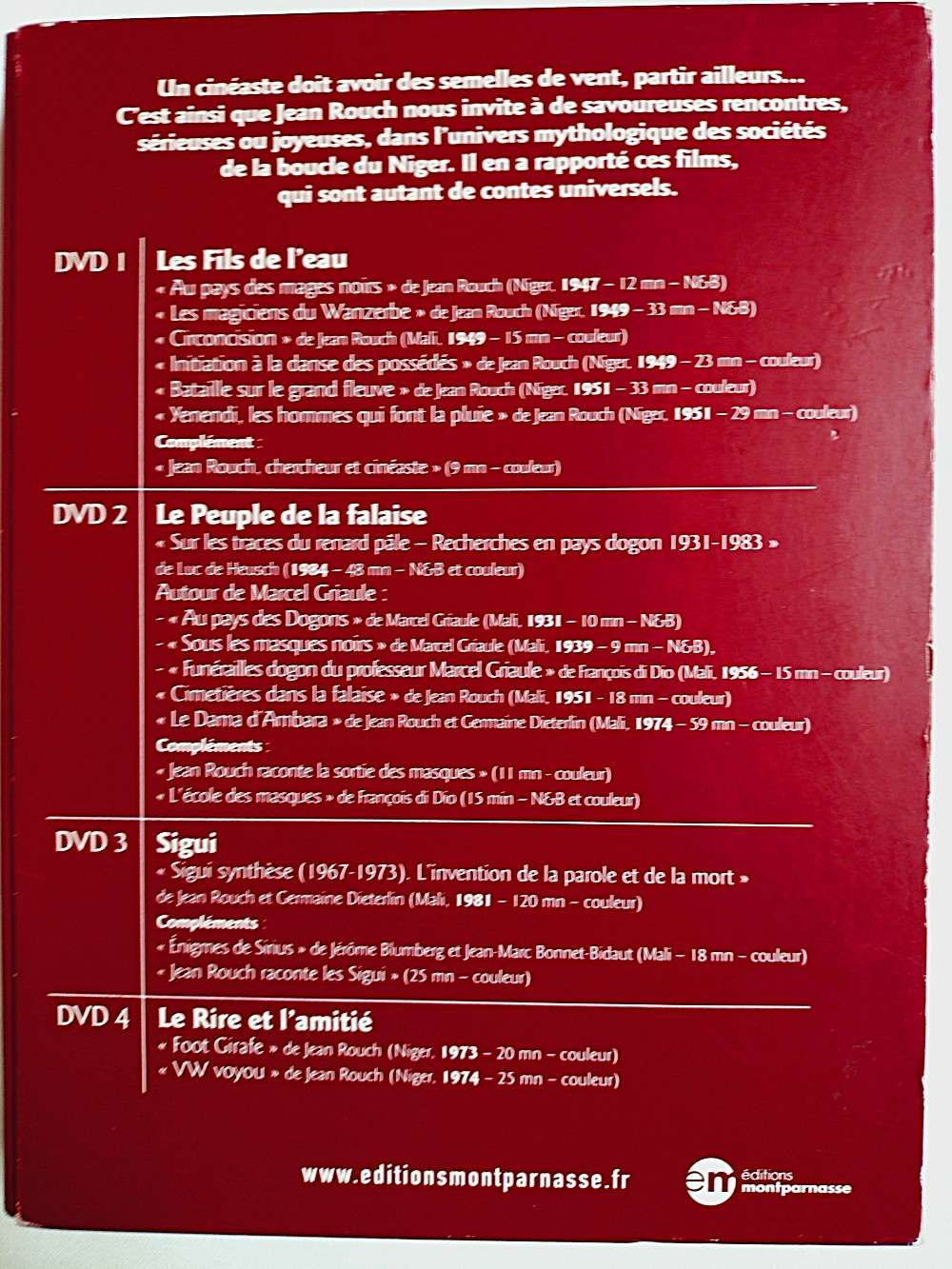 Voir photo 4 de Coffret de 4 DVD, Jean Rouch-une aventure africaine-le geste cinématographique. Comme neuf. Coffret de 4 DVD, Jean Rouch-une aventure africaine-le geste cinématographique. Comme neuf. Très bon état reconditionné photo 4